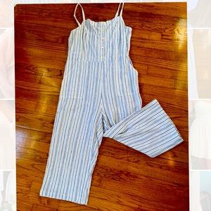 Blue and white stripped jumpsuit